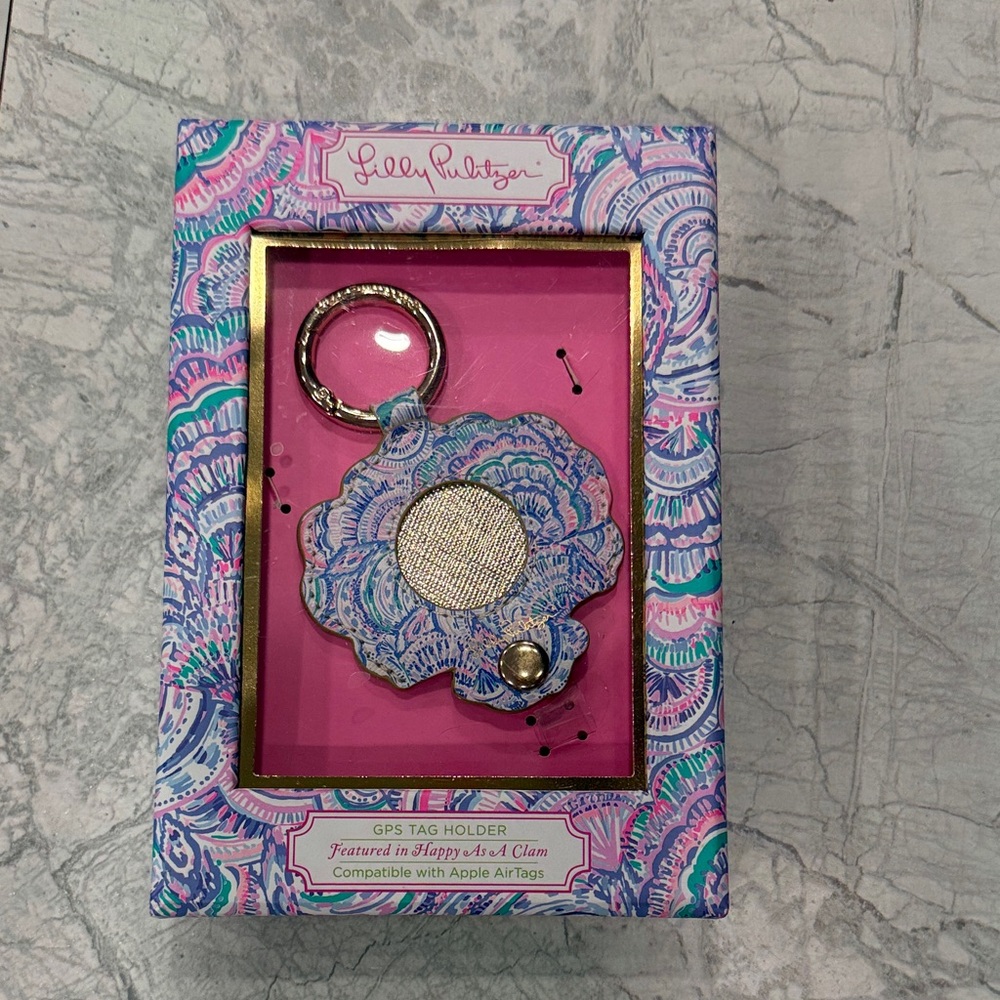 NWT**Lilly Pulitzer Blue and Pink GPS Tag Holder